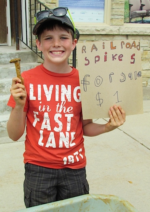 Brodie Nesbitt, 10, sold railway spikes to raise money for a 4-wheeler. 